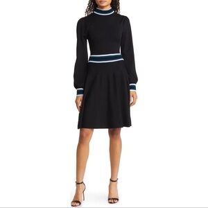 Elegant Black Dress with Blue Accents